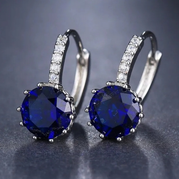 Sapphire Blue Crystal Earrings - Picture 1 of 2
